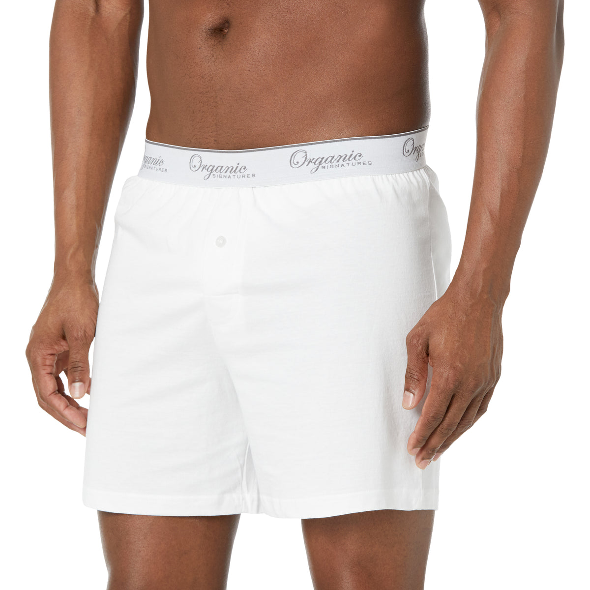 100% Knit Cotton Boxer Shorts  Biagio Mens Solid White Boxers