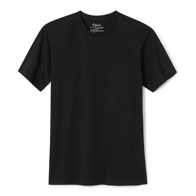 Black Organic Cotton T Shirt for Men, Crewneck, Short Sleeve