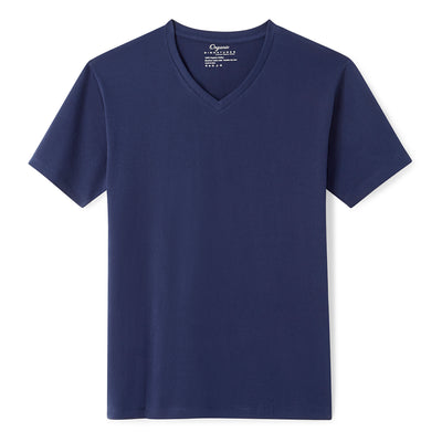 Navy Blue Organic Signatures T-Shirt For Men, V-Neck, Short-Sleeve