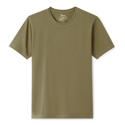 Olive Organic Signatures T-Shirt For Men, Crewneck, Short Sleeve