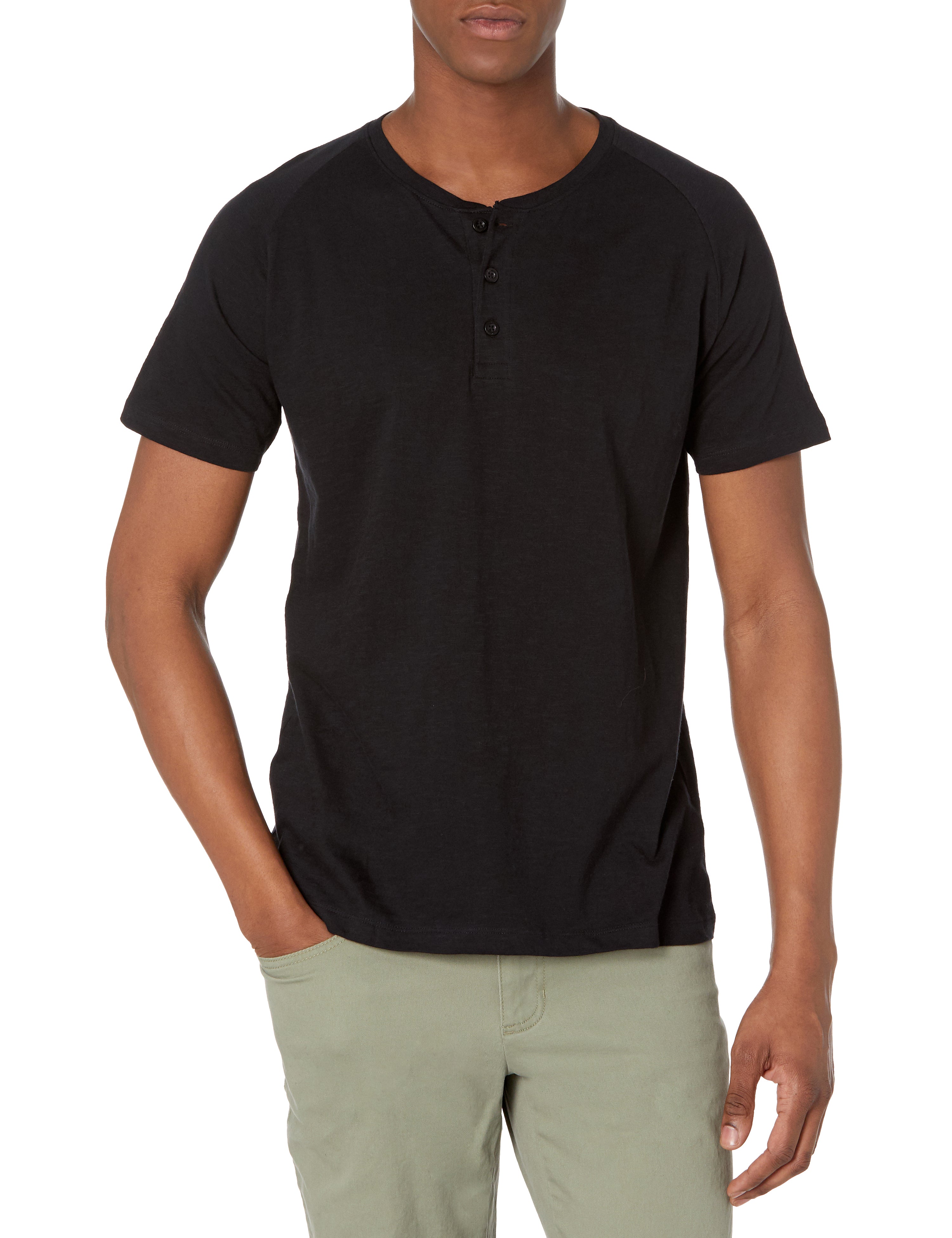 Tシャツ・カットソー COVERNAT Slub henley neck t-shirt black Black Slub Henley – Organic Signatures