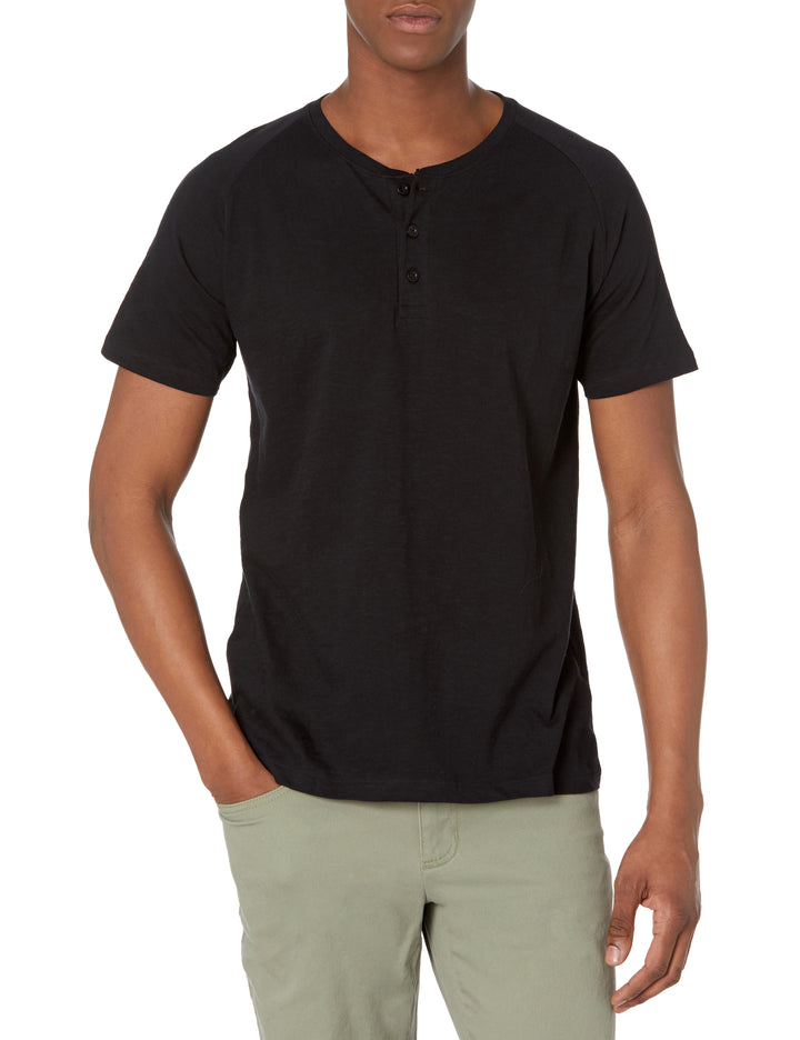 Tシャツ・カットソー COVERNAT Slub henley neck t-shirt black Black Slub Henley – Organic Signatures